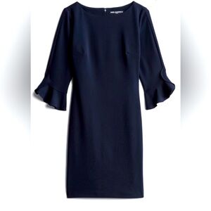 NWOT! Karl Lagerfeld Paris | Lynn Ruffle Detail Dress | Navy Blue | 14